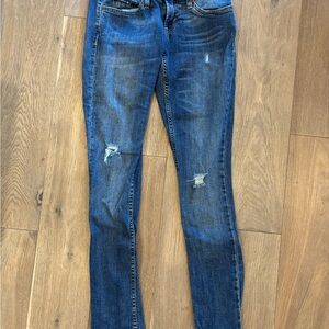 Levi's TooSuperlow 524 Women's Skinny Jeans in Faded Blue Iconic Two Horse Label